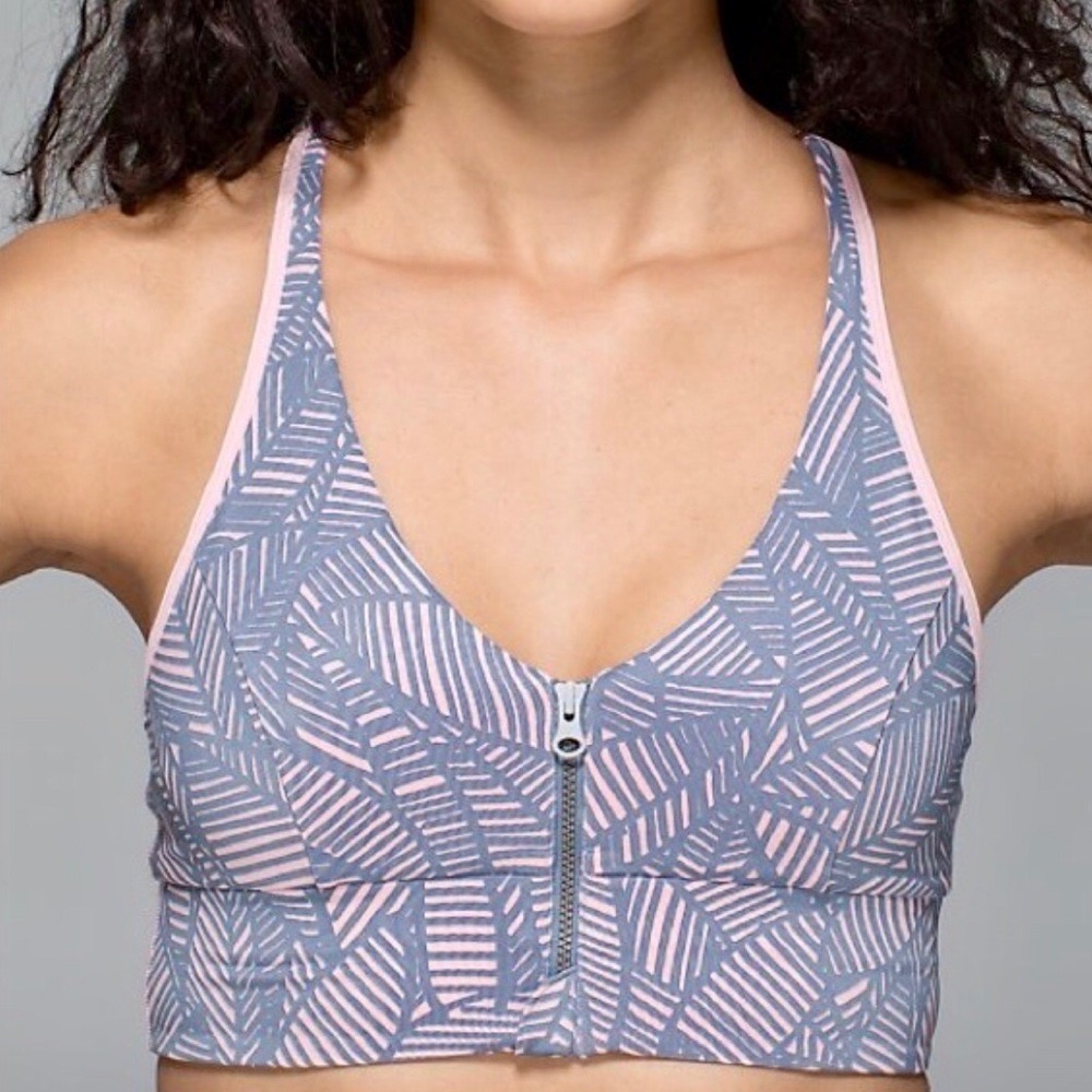 Lululemon Sports Bra 8 Cool to Street Banana Leaf Racerback Bra Front Zip Blush
